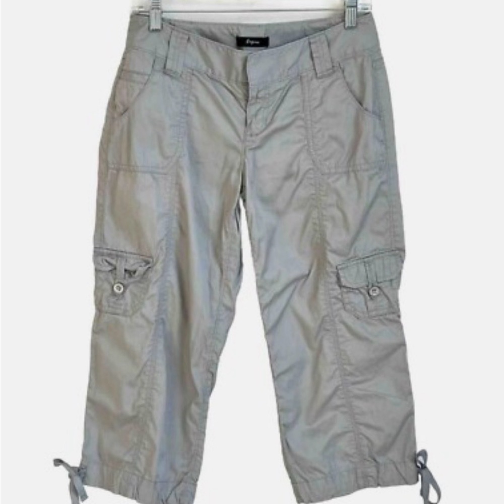 Express Light Gray Button-Detail Pants